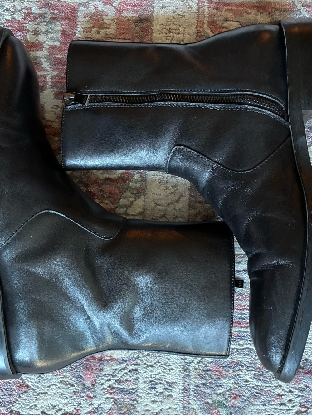 Steve Madden Black Leather Mid-Calf Zip Boots